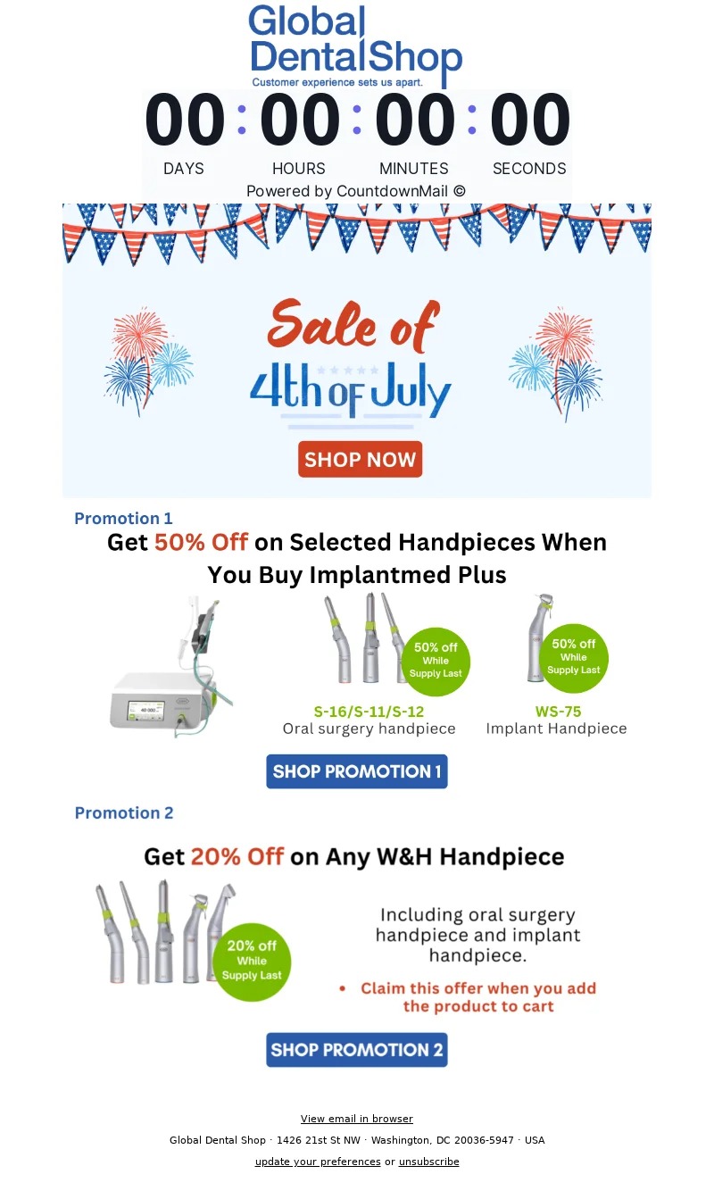 global dental shop-4th of july email template
