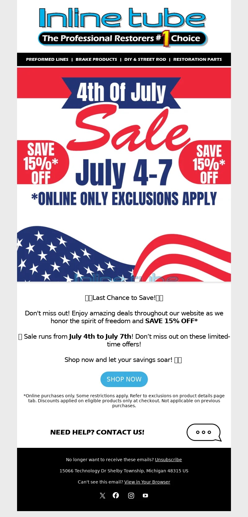 inline tube-4th of july email template