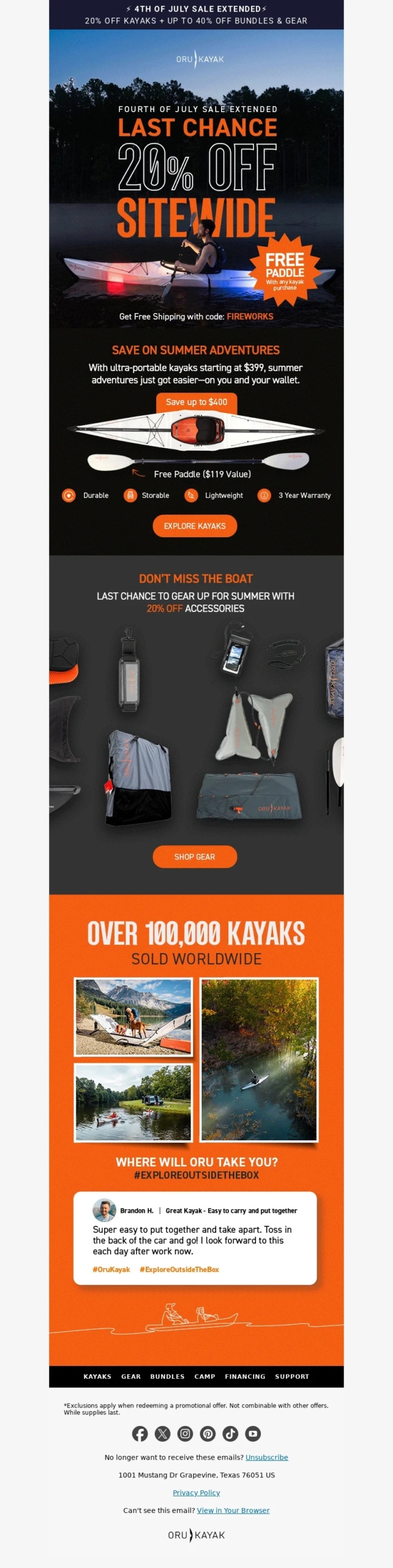 oru kayak-4th of july email template