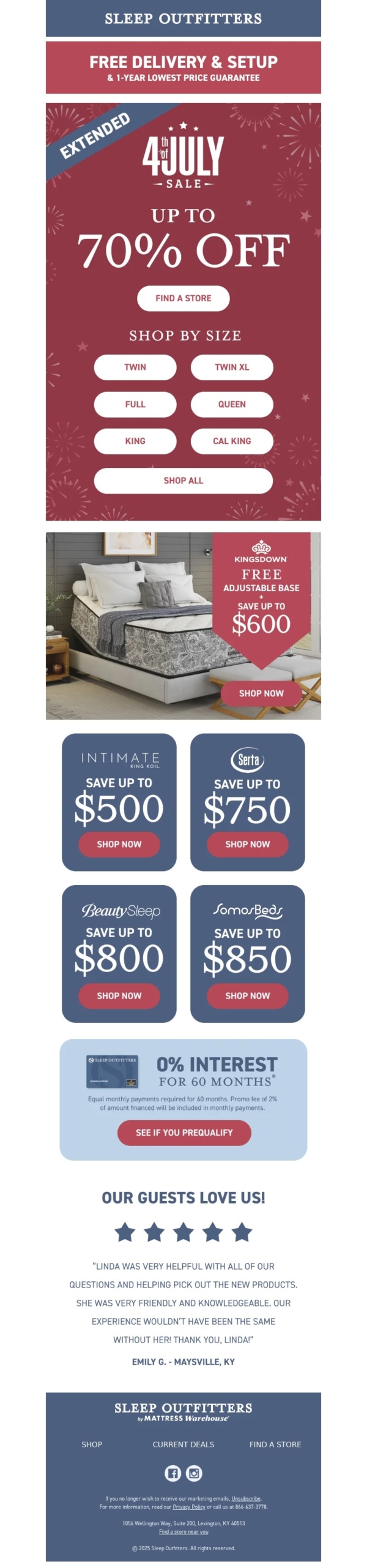 sleep outfitters-4th of july email template