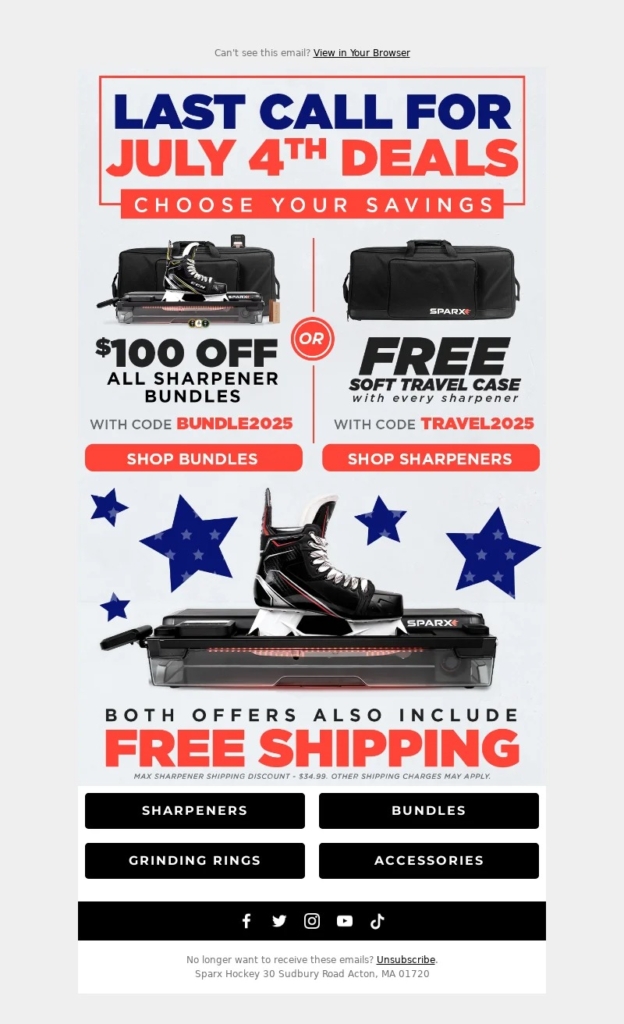 sparx hockey-4th of july email template