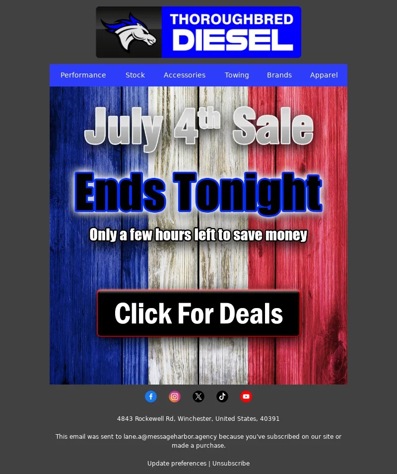 thoroughbred diesel-4th of july email template