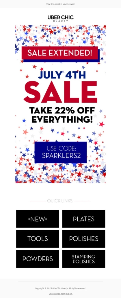 uber chic beauty-4th of july email template