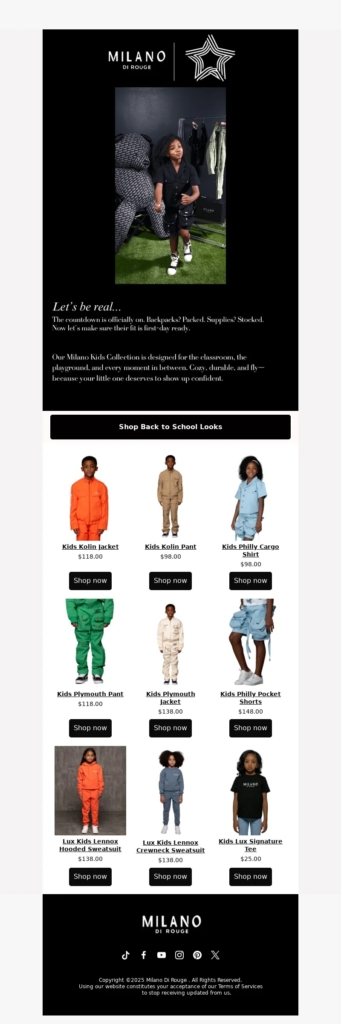 milano di rouge-back to school email template