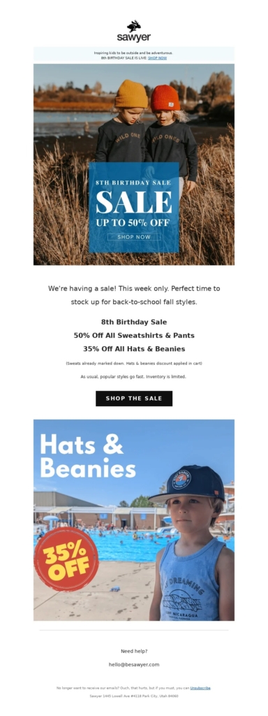 sawyer-back to school email template