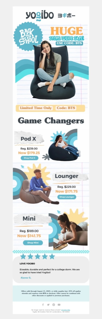 yogibo-back to school email template