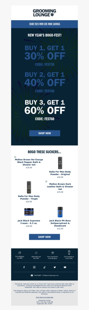 grooming lounge-new year email template