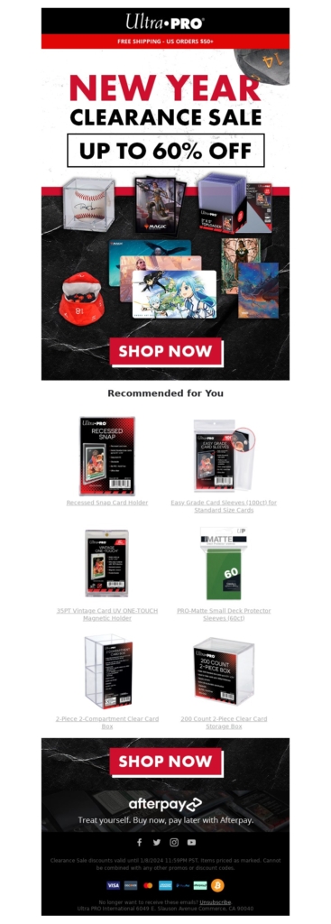 ultra pro-new year email template