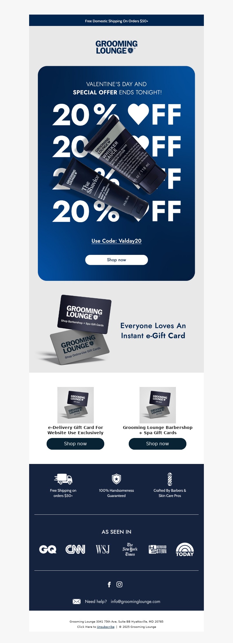 grooming lounge-valentines day email template