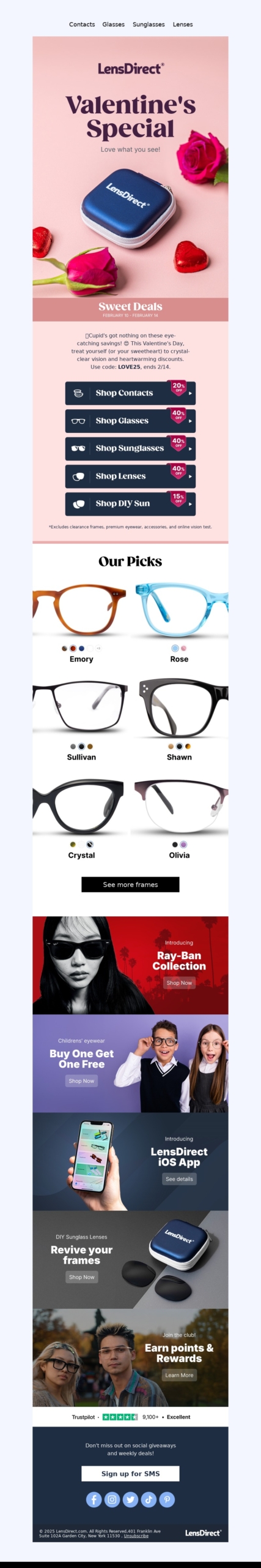 lens direct-valentines day email template