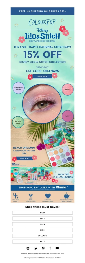 colour pop-beauty email template
