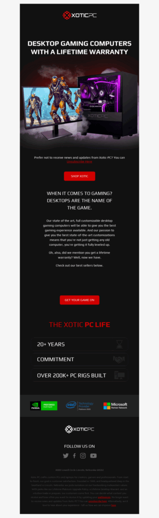 xoticpc-electronics email templates