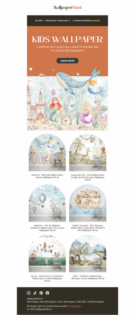 wallpaper mural-home decor email template
