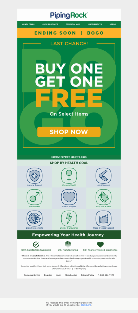piping rock-healthcare email templates