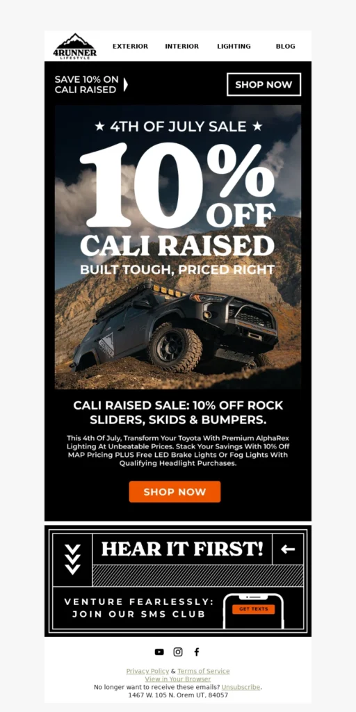 4runner lifestyle-automotive email template