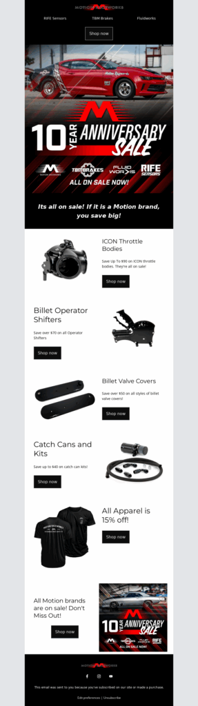 motion raceworks-automotive email template