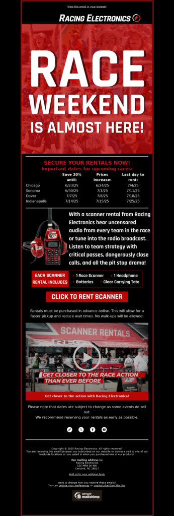 racing electronics-automotive email template