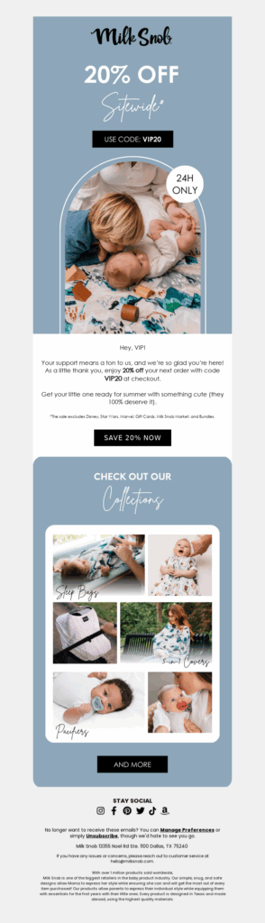 milk snob-baby products email template