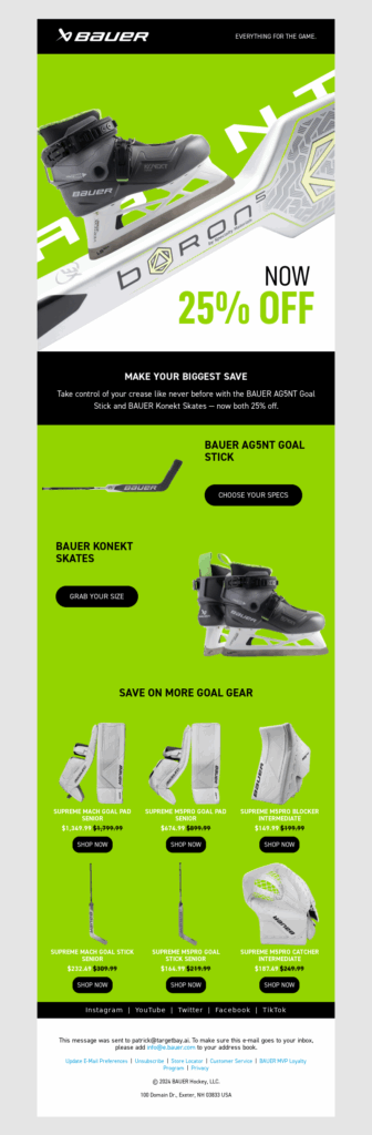 bauer 4-sports email template