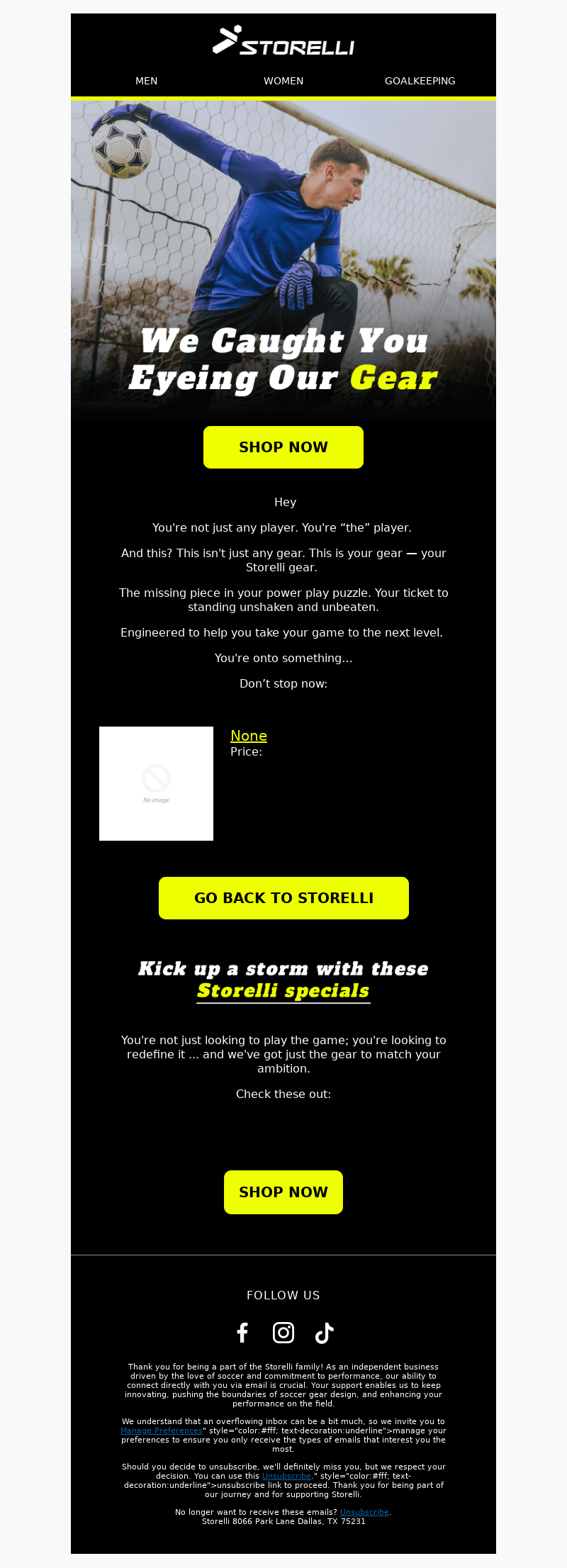 storelli 2-sports email template