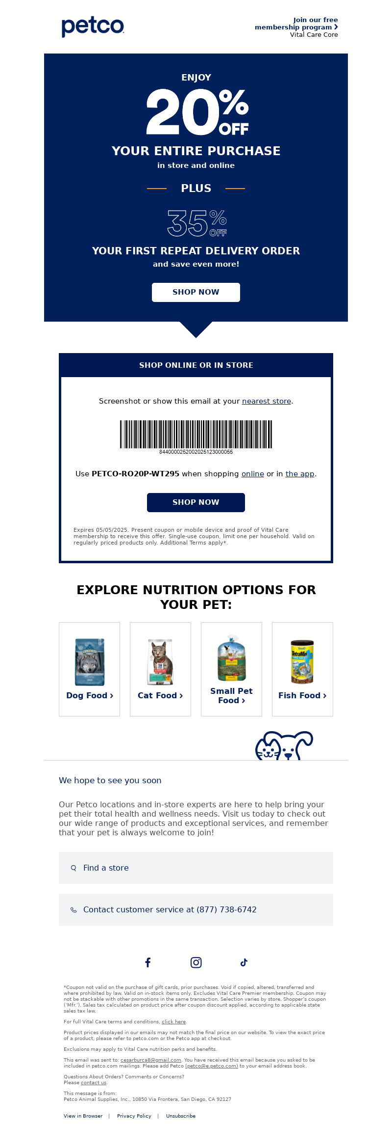 petco-petcare email template