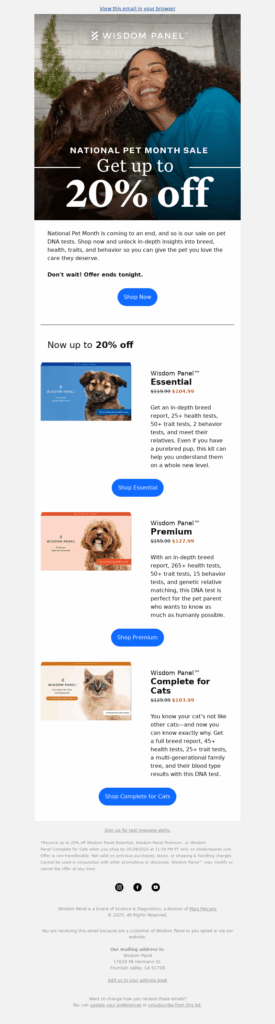 wisdom panel-petcare email template