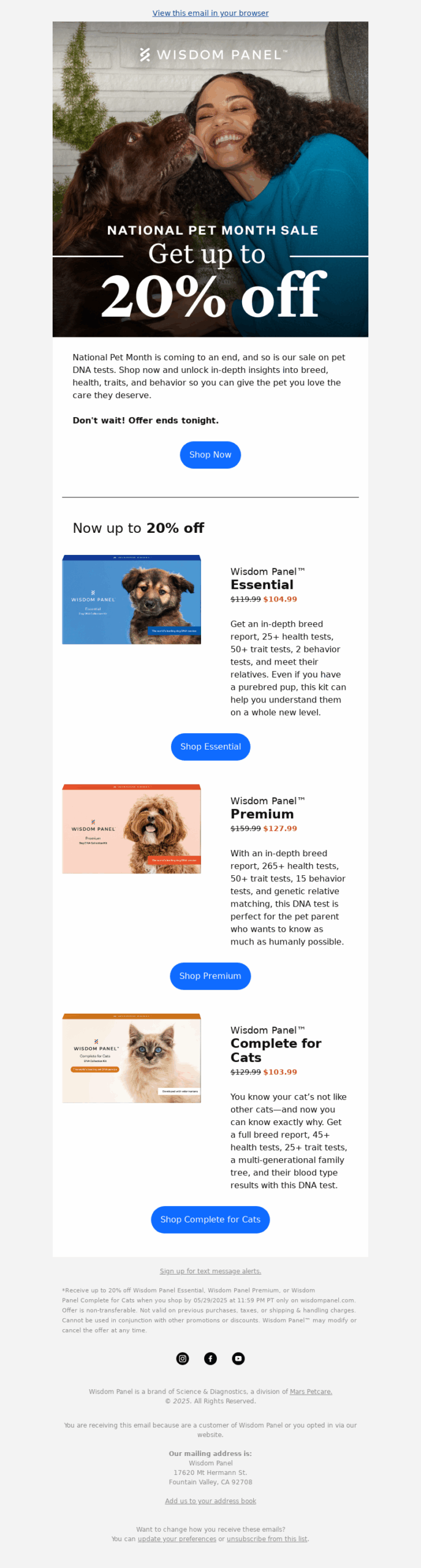 wisdom panel-petcare email template