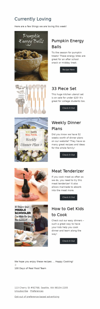 100 days of real food-food & beverage email templates