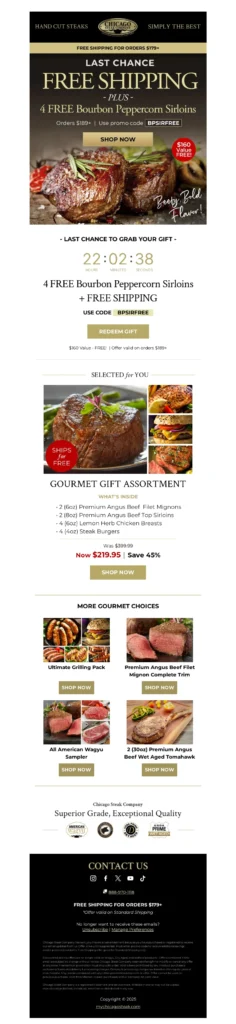 chicago steak company-food & beverage email templates