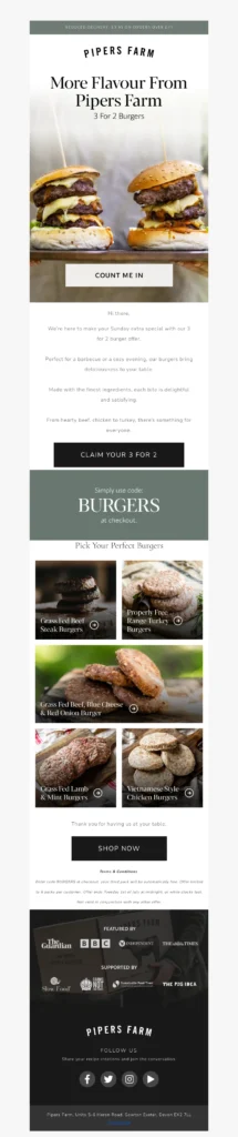 pipers farm-food & beverage email templates