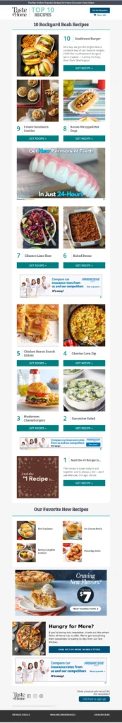 taste of home-food & beverage email templates