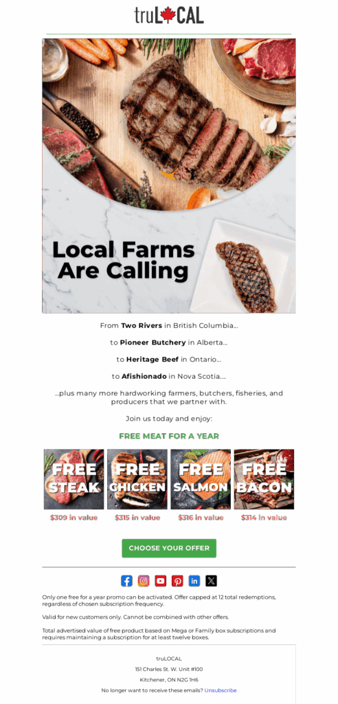 trulocal-food & beverage email templates